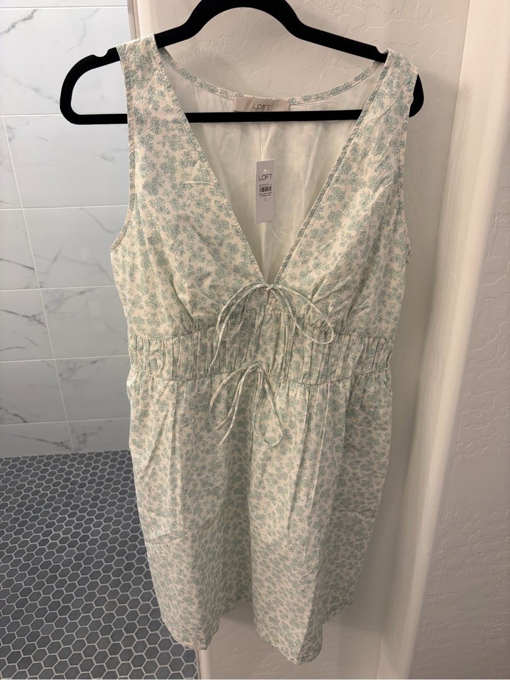 LOFT Mint Green Floral Mini Dress